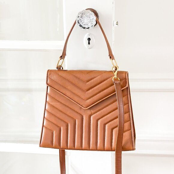 Yves Saint Laurent Handbags - Vintage YSL Top Handle Leather Bag Brown